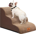 Zerbuger Dog Ramp and Stairs for Bed, Coffee 3 Steps 16" H, Nonslip Cover