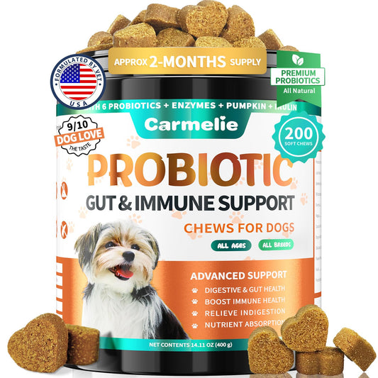 Probiotics for Dogs, Dog Probiotics for Yeast, Itchy Skin and Itchy Ears, Allergies, Immunity, Dog Gut Health Probiotic for Digestive Enzymes & Prebiotics for Diarrhea & Gas Relief (Chicken, 200 Chew)