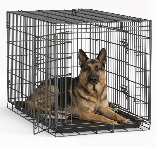 FDW | 48" Foldable Metal Dog Crate | Dark Black | Cage for XL Dogs