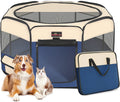Aivituvin Dog Playpen, Foldable Pet Play Pens with Carrying Bag for Cat, Puppies, Rabbits, Portable Dog Tent Crates Cage for Travel Camping Indoor Outdoor, Removable Shade Cover, Blue S
