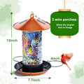 XDW-GIFTS Mosaic Solar Wild Bird Feeder, Waterproof Lantern Shape with S-Hook & 4 LED Lights, Garden Decor for Lawn, Patio, Balcony, Yard Ornament - Unique Gifts for Mom, Women, Grandma, Bird Lovers