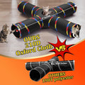 SweetBin 4 Way Large Cat Tunnels for Indoor Cats - 10" Diameter & 47" Long Play Tunnel Toy - Cat Tube with Play Ball & Mouse Toy - Interactive Peephole (Black)