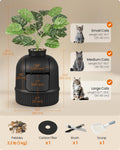 Feandrea Plant Cat Litter Box Enclosure with Artificial Plant, Enclosed Hidden Litter Box Furniture with Door, Carbon Filter, Odor Control, Pebbles, Scoop, Brush, Ink Black UPPT006B101