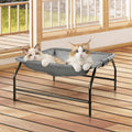 JUNSPOW Large Cat Hammock Bed - Free-Standing Square Pet Sleeping Bed, Detachable, Easy Assembly for Indoor/Outdoor Use (Gray)