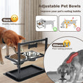 Elevated Dog Bowls with Slow Feeder for Large Dogs – Adjustable Raised Stand with 2 Stainless Steel Bowls & Spill-Proof Mat, Non-Slip Dog Feeder for Large & Medium Dogs (Black)