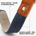 Plutus Pet Genuine Leather & Hemp Dog Collar, Adjustable, Gentle & Stylish