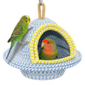 Jevnd Natural Hand-Woven Cotton Bird Nest for Cage, Dual-Mount Sturdy Cozy Parrot Nest Bed & Breeding House, Hanging Bird Hut for Budgie, Lovebird, Small Bird Sleeping Bed Hideout & Shelter with Hooks