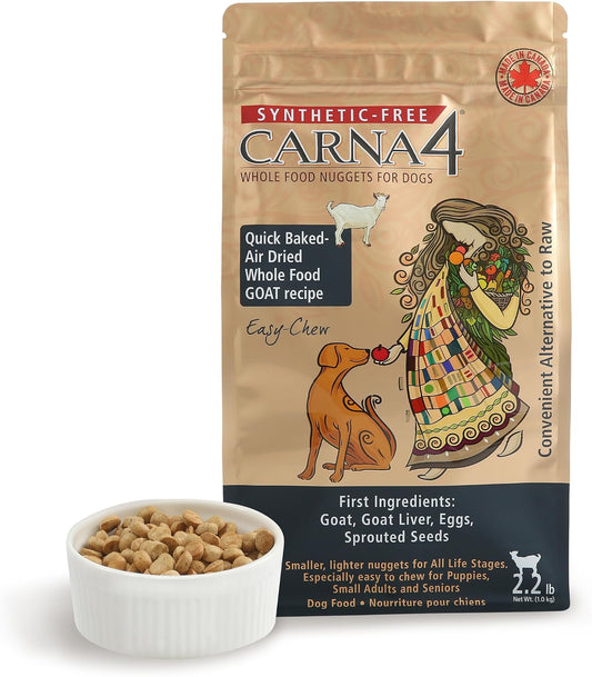 CARNA4 Gentle Quick-Baked Air-Dried Dog Food, Goat Recipe, Easy-Chew, 2.2lb