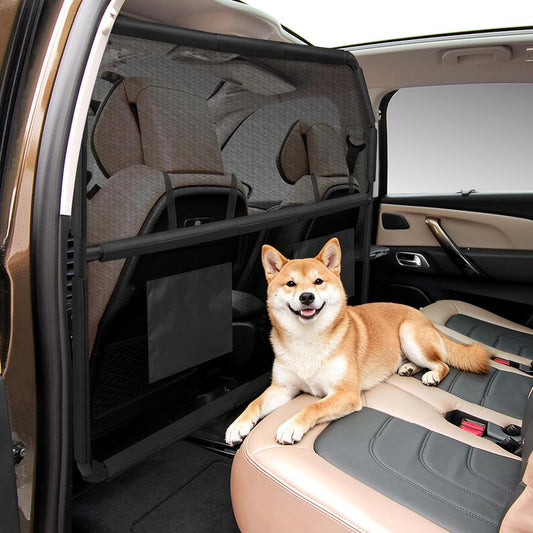 Dog Car Barrier for SUVs, 50" Wide Car Divider with See-Through Net Mesh, for Small Trucks and Cargo Area, SUVs & Mid-Si