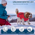 Dogcheer Warm Dog Coat, Christmas Dog Jacket Waterproof Puppy Winter Coat with Buckles, Reflective Adjustable Pet Snow Jacket Turtleneck Fleece Sweater for Small Medium Large Dogs - Red, 2XL
