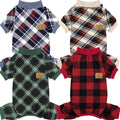 XPUDAC 4 Pack Dog Pajamas for Small Dogs Cats Plaid Doggie Clothes Puppy Onesies Christmas Pajamas Jumpsuits Pet Pjs Shi
