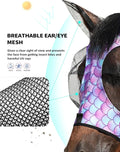 Harrison Howard Stretch Fly Mask with Forelock Opening and Patterns Comfortable Breathable Snug Fitting Horse Fly Mask F