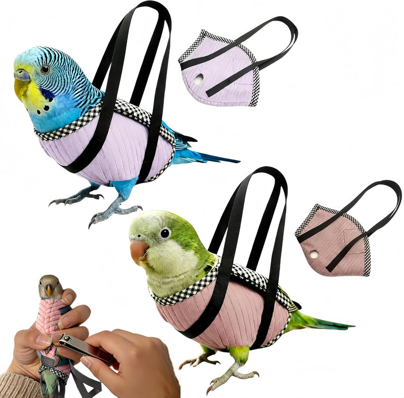 2Pcs Portable Bird Carrier Bag, Escape Resistant Parrot Carrier Bag Harness, Walking Outfit Anti-Scratch Protective Clot