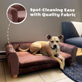 CRITTER SITTERS 42-in. Elegant Brown Faux-Velvet Rectangular Dog Sofa for Medium and Large Dogs, Elevated Plush Dog Couc