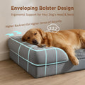 Comfort Expression Orthopedic Dog Bed for Extra Large Dogs 42x30 Inch, Waterproof Egg Crate Foam XL Pet Bed with Removable Bolsters, Dog Couch with Washable Cover & Non-Slip Bottom, Grey
