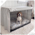 36 Inches Ruffled Dog Crate Cover Gray Stripes Dog Crate Cover