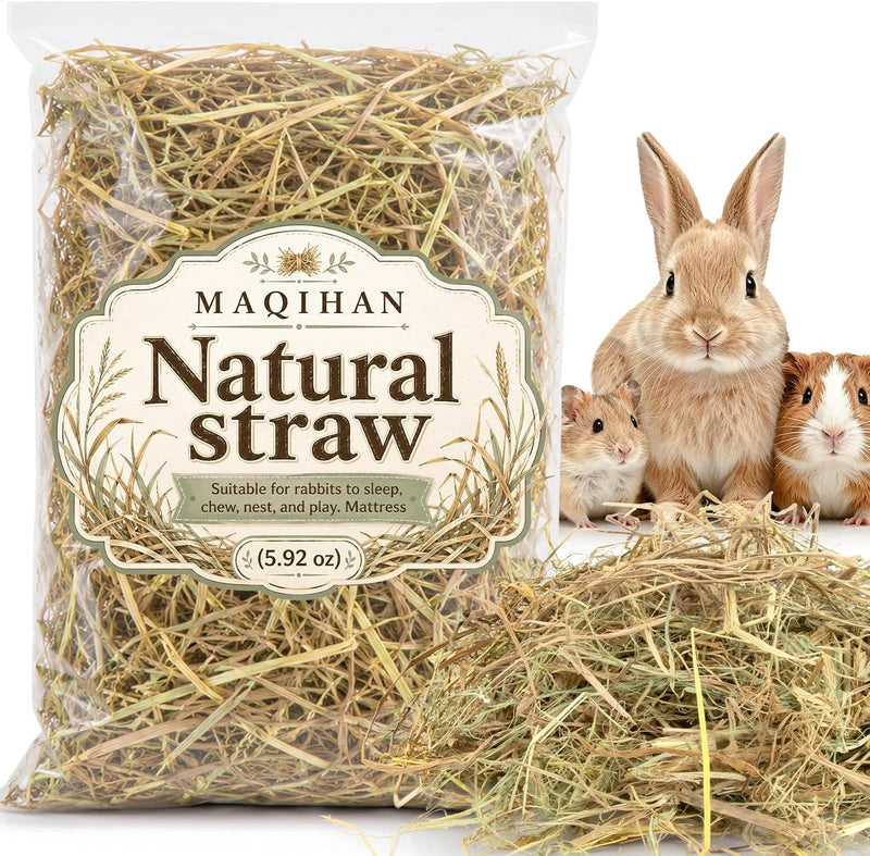 MAQIHAN 5.92 OZ Natural Straw Bedding - Organic Straw Mulch for Rabbits