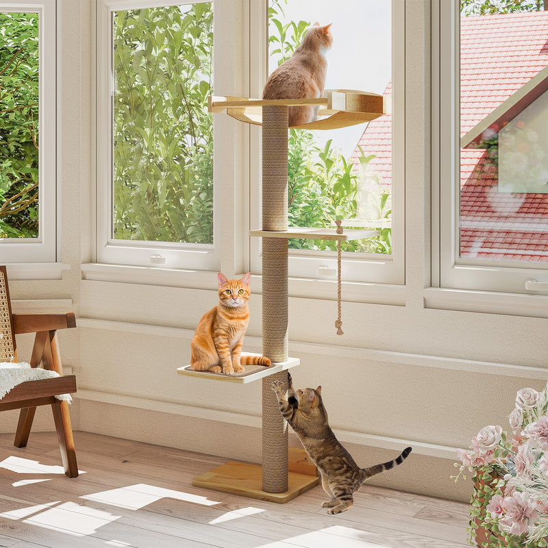 Yafylly Cat Window Perch with Scratching Post & Step, 47