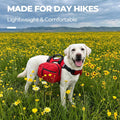 SKIPGEAR Dog Backpack for Day Hiking, Lightweight 2-in-1 Detachable Saddle Bag with Breathable Harness Vest, No-Flop Dog Daypack for Medium & Large Dogs to Carry Essentials (Large)