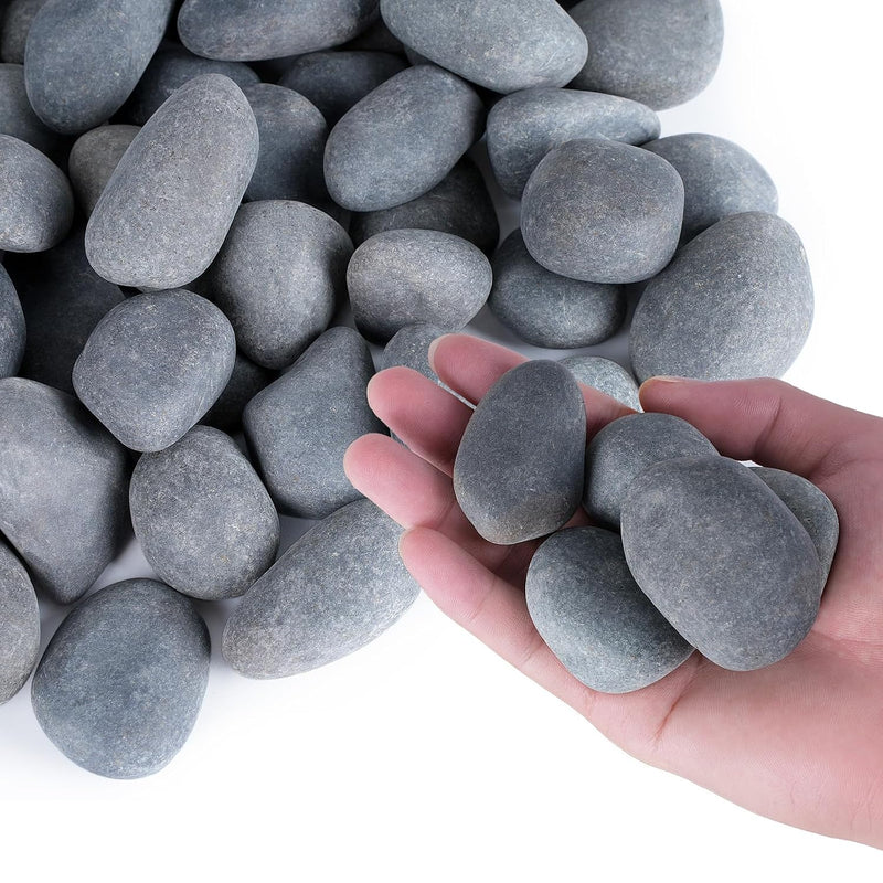 Pulovin 20 lbs River Rocks for Landscaping, 1-2 inch Natural Rocks for Aquarium, Fish Tank, Decorative Garden Stones for