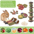 ERKOON 42PCS Rabbit Chew Toys, Natural Timothy Grass Cakes Guinea Pig Toys, Small Animal Teeth Grinding Treats for Bunny