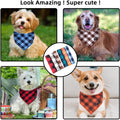 Gofshy Boy Dog Bandana Large- Blue Black Dog Scarf Buffalo Plaid Printing Adjustable Bib Handkerchief Accessories for Medium Large Dogs (L)