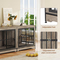 Rovibek 78 Double Dog Crate Furniture for 2 Large Dogs Indoor, Wooden Furniture Dog Crates with Dog Bowl, Dog Kennel Fur