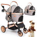 Bicystar Pet Stroller for Medium Dogs, Smooth-Ride Dog Stroller with Detachable Carrier, Rubber Wheels, Car Seat Combo 3-in-1, Up to 50 lbs, for Senior Dogs & Cats, Grey