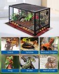 MQ Reptile Terrarium Heat Pad with LCD Digital Aquarium Thermometer, 5.5 x 6in Power Adjustment Under Tank Heater Mat fo