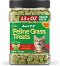 Just Try Cat Treats for Indoor Cats Hairball Control Natural Salmon Healthy Cat Grass Treats Kitten Snacks Training Biscuits Catnip for Cats Dental Care 13.4 OZ