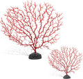Piutouyar 2 Pcs Sea Fan Coral Decorations, Red, 11.8inch & 6.7inch