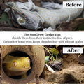 SunGrow Crested Gecko, Snake & Ball Python Coco Hut, Treat & Food Dispenser, Climbing Porch, Hiding, Ideal for Reptiles,