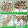 FlidRunest Bird Perch Platform with Climbing Ladder, Parrot Chewable Natural Seagrass Woven Hammock, Parakeet Cage Acces