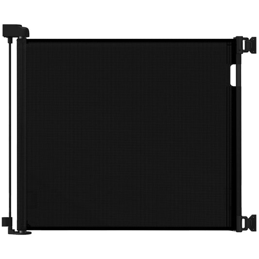 Veraste Retractable Baby Gate for Doorways and Stairs, Mesh Safety Gate for Pet, Indoor & Outdoor Use, One-Hand Operation, Easy Installation, 33.6" Tall, Expands to 55" Wide（Black,33.6"x55"
