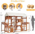 Large Outdoor Cat Enclosure Wooden Catio, Multi-Level Cat Playpen
