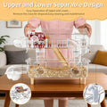 8 in 1 Acrylic Hamster Cage,2 Tier Dwarf Hamster Cage with 360° Transparent Viewing,Hamster Habitat Gerbil cage Top Open