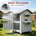 Rockever Plastic Insulated Outdoor Cat House with Escape Door, 2 Story Waterproof Cat House for Outdoor Cats for Feral Cats, Elevated Outside Cat Shelter, Clean and Assemble Easily