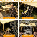 VCEPJH Wooden Bearded Dragon Basking Platform with Climbing Ramp, XL