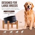hjn Elevated Ceramic Dog Bowl 15°Slanted Raised Dog Bowl with Bamboo Stand for Small Medium Dogs and Cats, Pet Feeder -7