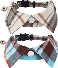 ADOGGYGO Boy Cat Collar Breakaway with Bell, Blue Plaid Cat Shirt Collar