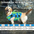 Petglad Dog Life Jacket with Handle Adjustable Swim Vest, Blue & Green, L