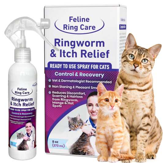 Feline Ring Care | Control & Help with Cat Ringworm, Mange, Dermatitis, Dog Paw Yeast. Also works on Dogs, Hamsters, Guinea Pigs, Rabbits, etc. 8 oz Ready to Use Spray for Cats and Itch Relief