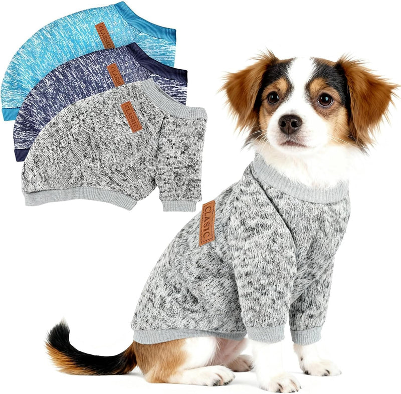 3 Pack Dog Sweaters for Small Dogs Soft Warm Winter Clothes for Puppy & Cat