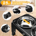COMESOON Elevated Dog Bowls for Small Medium Dogs, 3 Height Adjustable Raised Stand with 2 Thick 6" Stainless Steel Food