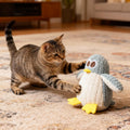 VisnzvLux Cat Chew Toy, Soft Penguin Plush with Yellow Feet, Durable Teething Toy for Kittens and Adult Cats, Boredom Relief
