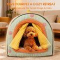 Dog House Indoor for Small Dogs & Cats, 2-in-1 Enclosed Dog Bed, Green S