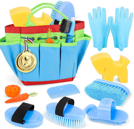 deAO Horse Grooming Brush Kit 12Pcs Horse Tack with Tote Bag,Care Tool