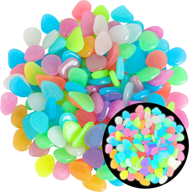 150 PCS Mixed Color Glow Rocks Luminous Stones Pebbles DIY Aquarium Garden