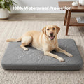 Jehdhe Waterproof Dog Bed Cover Replacement, Washable Quilted Fitted Sheet for Pet Beds, Fits 41 x 29 Inch Dog/Cat Beds Up to 6" Deep, Protective Replacement Cover (Grey, Large, 41" L x 29" W)