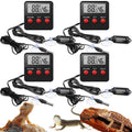 Weewooday 4 Pcs Digital Reptile Thermometer Hygrometer Gauge with Probes